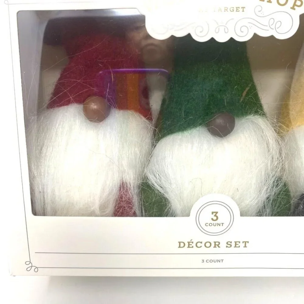 Target Wondershop 3 Gnome Decor Set Felted Holiday Tabletop Mantel